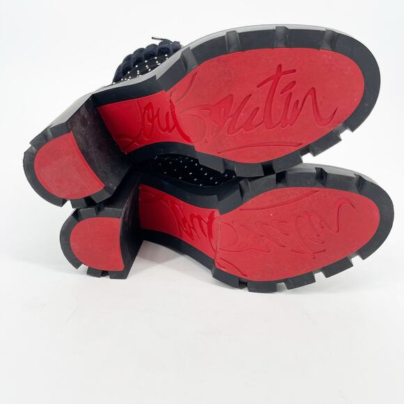 Christian Louboutin Black Dakita Lug 70 Studded Round Toe Combat Boot EU 38 - Picture 9 of 11